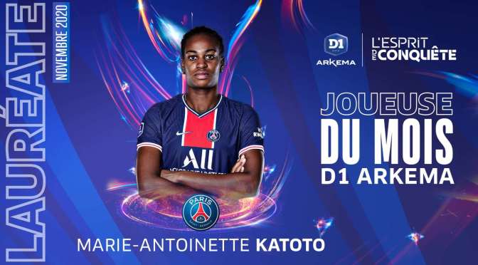 Football – D1 Arkema : Marie-Antoinette Katoto élue meilleure joueuse du mois de novembre
