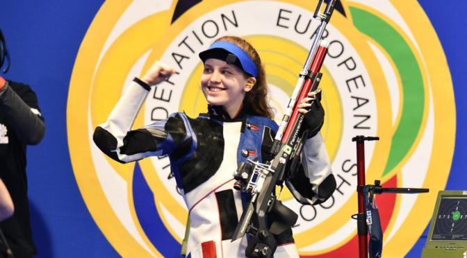 Océane Muller, sacrée championne d&rsquo;Europe à la carabine, et se qualifie pour les Jeux olympiques de Tokyo.