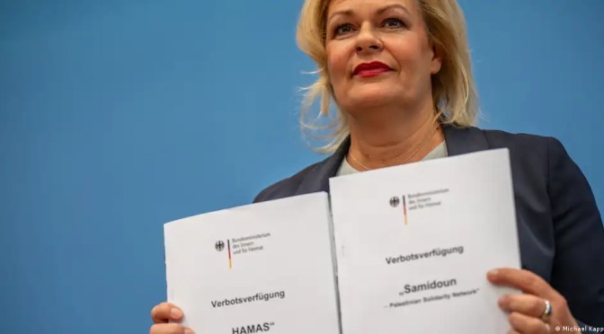 L&rsquo;Allemagne interdit les activités du Hamas et dissout le groupe de « soutient aux prisonniers palestiniens » « Samidoun », qui a célébré le massacre du 7 octobre perpétué par le Hamas