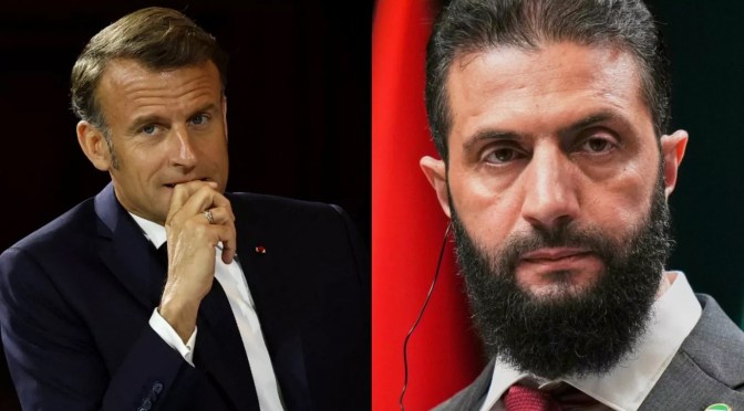 France : Macron reçoit à Paris le président syrien par intérim Ahmed al-Charaa, ex-djihadiste, &laquo;&nbsp;qui n’a pas renoncé a son passé&nbsp;&raquo; selon les renseignements états-uniens